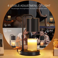 Candle Warmer Lamp Adjustable Height Dimmable Candle Lamp Warmer with Timer Compatible with Large Jar Candles No Flame Scented Candle Wax Warmer with 2 Bulbs Mothers Day Gift -Black