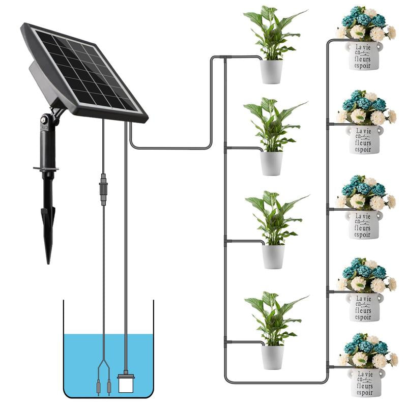 Jiyang Solar Drip Irrigation System - Automatic Watering Devices, 6/12 Timing Modes for Plants
