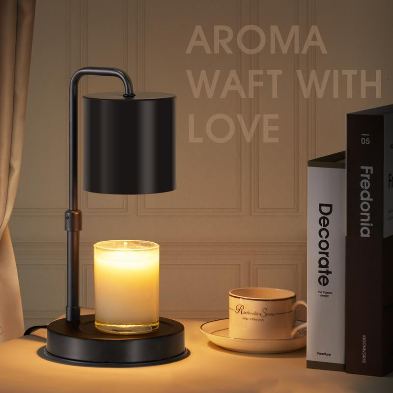 Candle Warmer Lamp Adjustable Height Dimmable Candle Lamp Warmer with Timer Compatible with Large Jar Candles No Flame Scented Candle Wax Warmer with 2 Bulbs Mothers Day Gift -Black
