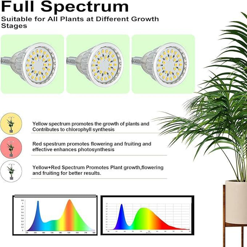Grow Lights for Indoor Plants Full Spectrum with Detachable Tripod Stand,10-55 Inches Height Adjustable Aluminum Alloy Grow Lamp,Auto On/Off Timer,Indoor Plant LED Grow Light with Timer Indoor Plant Dimmable