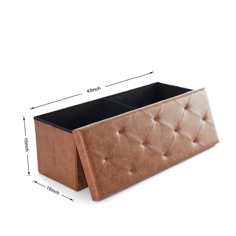 Sweet Furniture S - Folding Storage Ottoman Bench, Foot Rest Stool with Padded Seat, Large Toy Box Storage Chest with Seatin, Holds up to 660 Lb-Grey