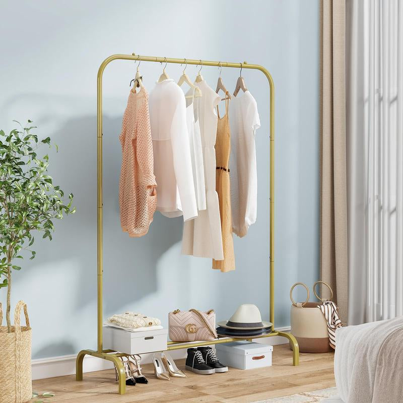 Sturdy Metal Clothes Rack - Expandable and Adjustable Garment Organizer for Versatile Spaces - Perfect for Homes, Offices, and More!