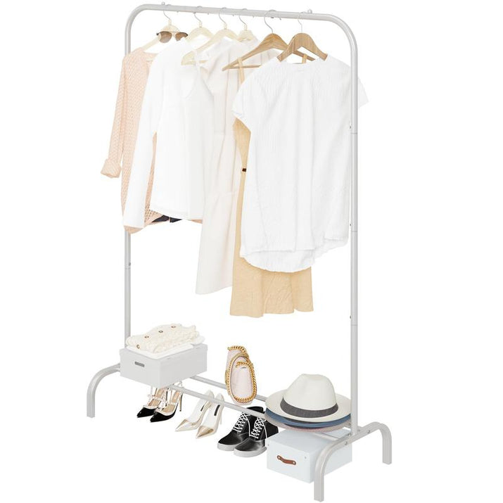 Sturdy Metal Clothes Rack - Expandable and Adjustable Garment Organizer for Versatile Spaces - Perfect for Homes, Offices, and More!
