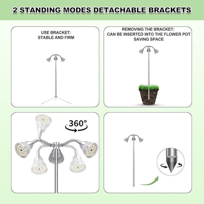 Grow Lights for Indoor Plants Full Spectrum with Detachable Tripod Stand,10-55 Inches Height Adjustable Aluminum Alloy Grow Lamp,Auto On/Off Timer,Indoor Plant LED Grow Light with Timer Indoor Plant Dimmable