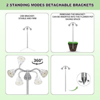Grow Lights for Indoor Plants Full Spectrum with Detachable Tripod Stand,10-55 Inches Height Adjustable Aluminum Alloy Grow Lamp,Auto On/Off Timer,Indoor Plant LED Grow Light with Timer Indoor Plant Dimmable