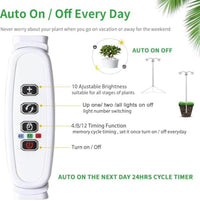 Grow Lights for Indoor Plants Full Spectrum with Detachable Tripod Stand,10-55 Inches Height Adjustable Aluminum Alloy Grow Lamp,Auto On/Off Timer,Indoor Plant LED Grow Light with Timer Indoor Plant Dimmable