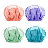 Bath Shower Caps for Women Reusable Waterproof, 4 Pack Women Shower Caps Reusable EVA Hair Cap for Shower Double Protection Layers Elastic, Medium Size Cover Adjustable Bonnet Satin Bonnet