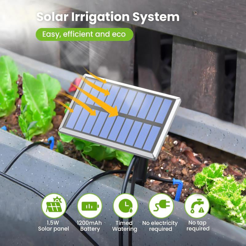 RAINTPOINT Solar Drip Irrigation Kit, Smart Automatic Garden Irrigation Controller Water Pump for Indoor & Outdoor,Easy DIY Plant Watering Controller with 6 Timing Modes Anti-Siphoning Device - for Gardeners & Plant Lovers,Father'S Day Gift