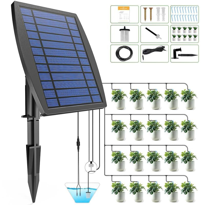 Jiyang Solar Drip Irrigation System - Automatic Watering Devices, 6/12 Timing Modes for Plants