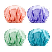 Bath Shower Caps for Women Reusable Waterproof, 4 Pack Women Shower Caps Reusable EVA Hair Cap for Shower Double Protection Layers Elastic, Medium Size Cover Adjustable Bonnet Satin Bonnet