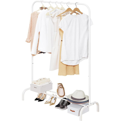 Sturdy Metal Clothes Rack - Expandable and Adjustable Garment Organizer for Versatile Spaces - Perfect for Homes, Offices, and More!