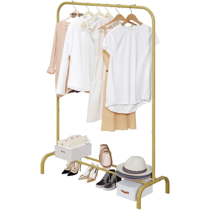 Sturdy Metal Clothes Rack - Expandable and Adjustable Garment Organizer for Versatile Spaces - Perfect for Homes, Offices, and More!