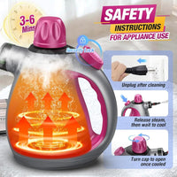 Handheld Steam Cleaner, Steam Cleaner with 10 Pieces Accessories and Safety Lock, 500ML Large Capacity Natural Surface Steam Cleaner, Multi-Purpose Steam Cleaner for Home, Car, Bathroom, Grease Multifunction Floor Steamer Cleaning Set