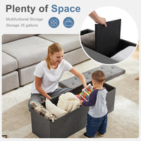 Sweet Furniture S - Folding Storage Ottoman Bench, Foot Rest Stool with Padded Seat, Large Toy Box Storage Chest with Seatin, Holds up to 660 Lb-Grey