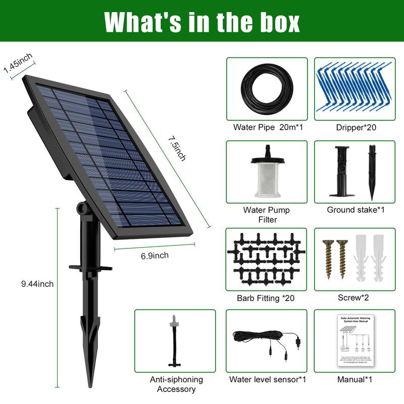 Jiyang Solar Drip Irrigation System - Automatic Watering Devices, 6/12 Timing Modes for Plants