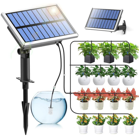 RAINTPOINT Solar Drip Irrigation Kit, Smart Automatic Garden Irrigation Controller Water Pump for Indoor & Outdoor,Easy DIY Plant Watering Controller with 6 Timing Modes Anti-Siphoning Device - for Gardeners & Plant Lovers,Father'S Day Gift