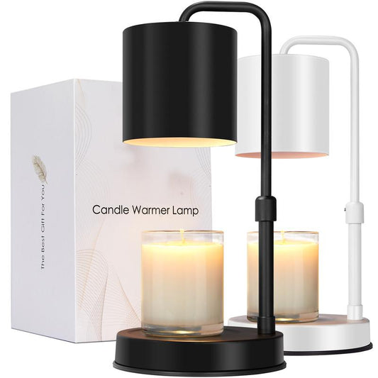 Candle Warmer Lamp Adjustable Height Dimmable Candle Lamp Warmer with Timer Compatible with Large Jar Candles No Flame Scented Candle Wax Warmer with 2 Bulbs Mothers Day Gift -Black