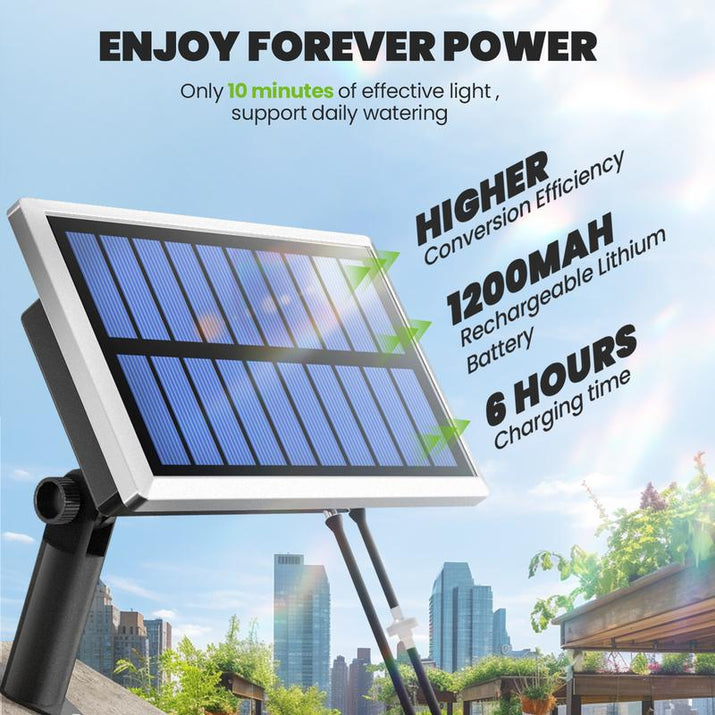 RAINTPOINT Solar Drip Irrigation Kit, Smart Automatic Garden Irrigation Controller Water Pump for Indoor & Outdoor,Easy DIY Plant Watering Controller with 6 Timing Modes Anti-Siphoning Device - for Gardeners & Plant Lovers,Father'S Day Gift