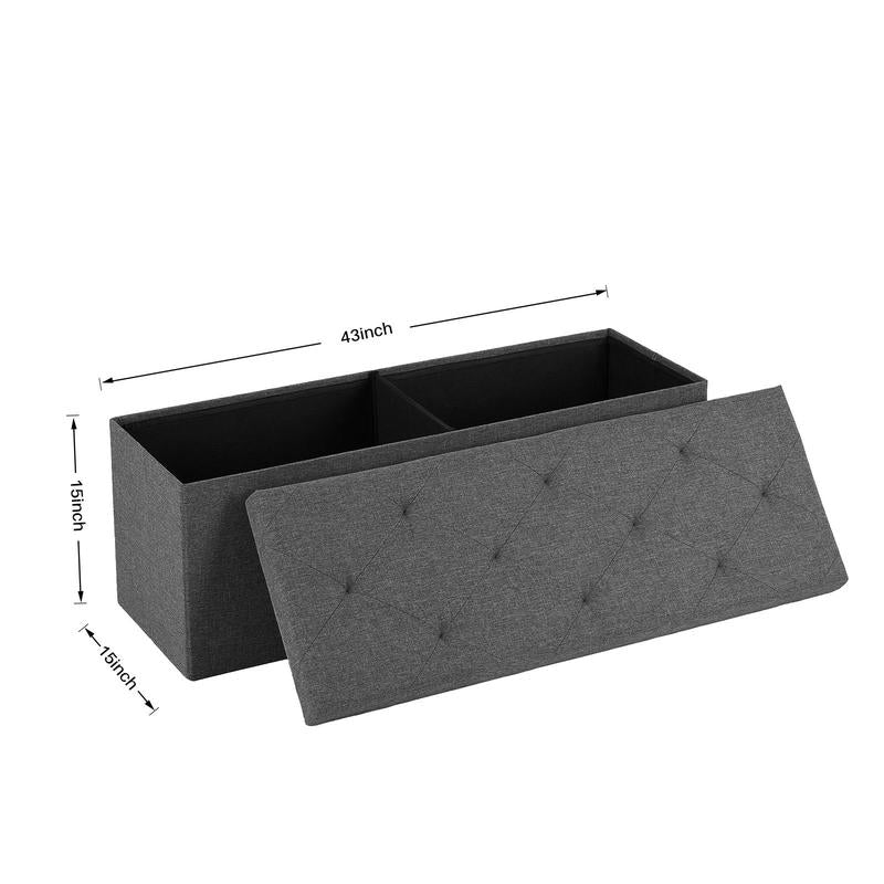 Sweet Furniture S - Folding Storage Ottoman Bench, Foot Rest Stool with Padded Seat, Large Toy Box Storage Chest with Seatin, Holds up to 660 Lb-Grey