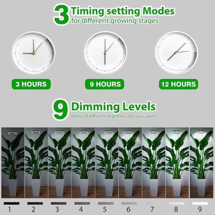 Adjustable LED Grow Light, USB Powered Plant Light with Auto On/Off Timer, Height Adjustable LED Grow Light for Indoor Plants, Garden Supplies