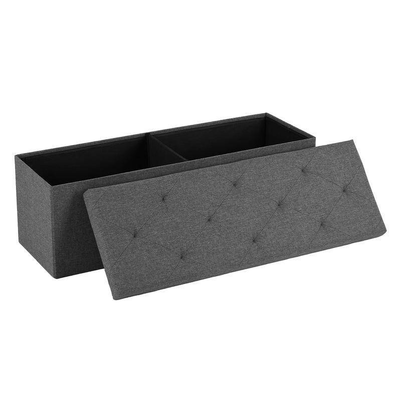 Sweet Furniture S - Folding Storage Ottoman Bench, Foot Rest Stool with Padded Seat, Large Toy Box Storage Chest with Seatin, Holds up to 660 Lb-Grey