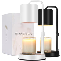 Candle Warmer Lamp Adjustable Height Dimmable Candle Lamp Warmer with Timer Compatible with Large Jar Candles No Flame Scented Candle Wax Warmer with 2 Bulbs Mothers Day Gift -Black