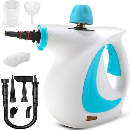 Handheld Steam Cleaner, Steam Cleaner with 10 Pieces Accessories and Safety Lock, 500ML Large Capacity Natural Surface Steam Cleaner, Multi-Purpose Steam Cleaner for Home, Car, Bathroom, Grease Multifunction Floor Steamer Cleaning Set