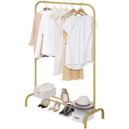 Sturdy Metal Clothes Rack - Expandable and Adjustable Garment Organizer for Versatile Spaces - Perfect for Homes, Offices, and More!