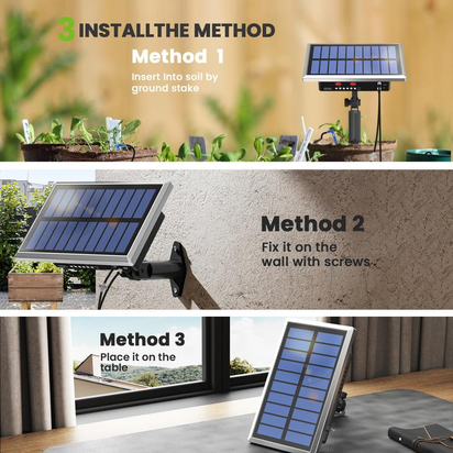 RAINTPOINT Solar Drip Irrigation Kit, Smart Automatic Garden Irrigation Controller Water Pump for Indoor & Outdoor,Easy DIY Plant Watering Controller with 6 Timing Modes Anti-Siphoning Device - for Gardeners & Plant Lovers,Father'S Day Gift